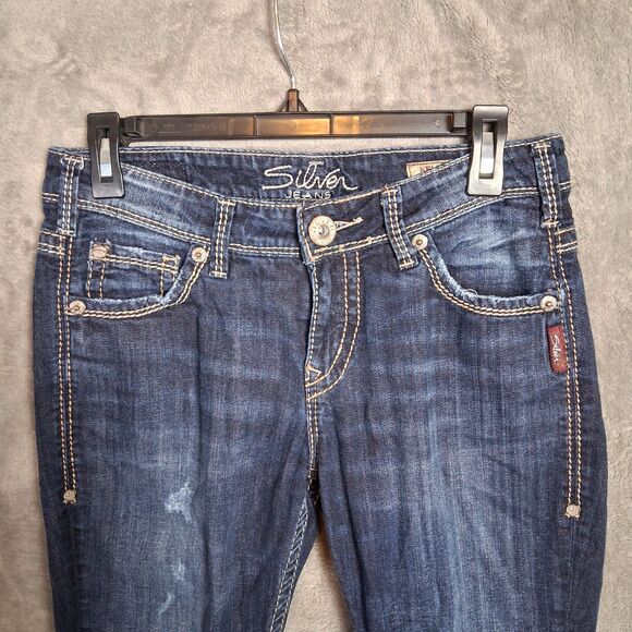 Silver Jeans Kellii Relaxed Skinny 26x31 Dark Wash Distressed Inseam 31 - Picture 3 of 8